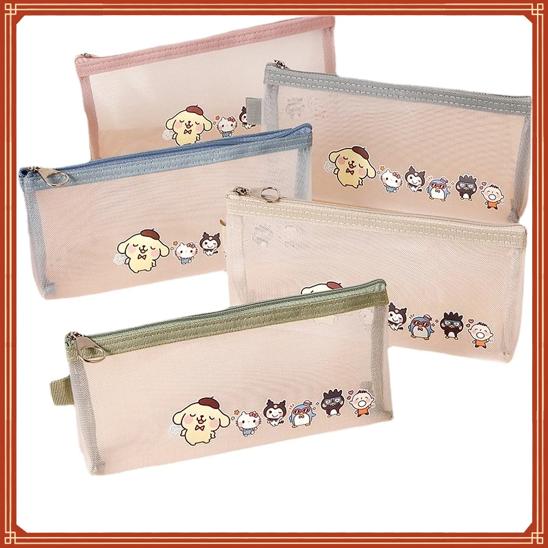 

Мультяшный прозрачный пенал, стерео Треугольник большой емкости, косметический Органайзер Sanrio, Сетчатая Сумка для канцелярских принадлежностей, сумка для хранения