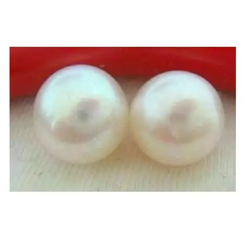 

NEW Huge AAA 12-13mm Akoya white stud pearl earrings 14kp