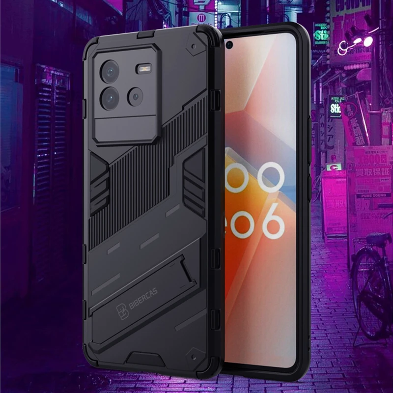 z uchwytem do Vivo iQOO Neo 6 SE Pokrowiec Capas Wstrząsoodporny zderzak Kickstand Back Cover Fundas
