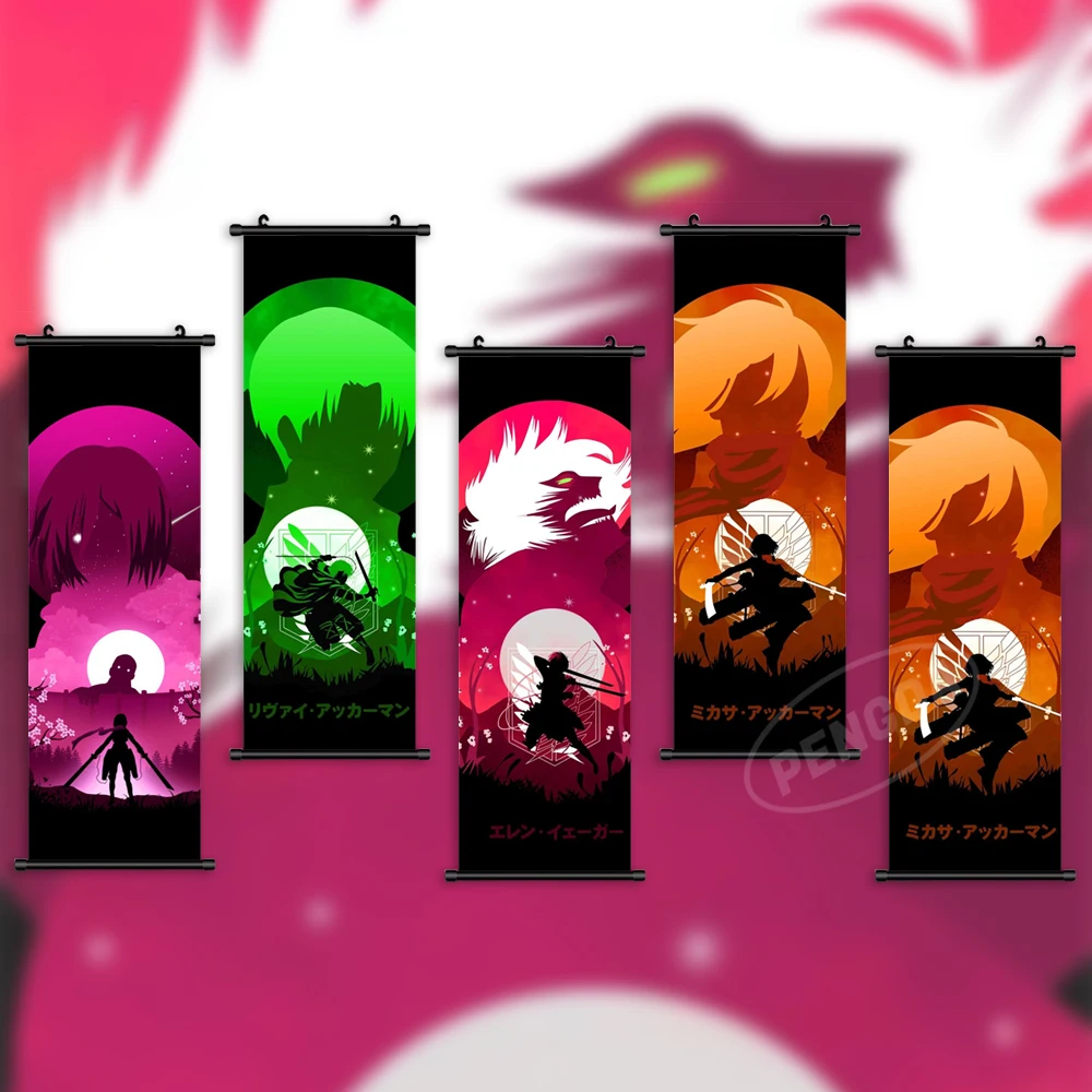 

Poster Attack On Titan Canvas Levi Ackerman Print Armin Arlert Painting Wall Art Picture Eren Jaeger Home Decor Hanging Scrolls