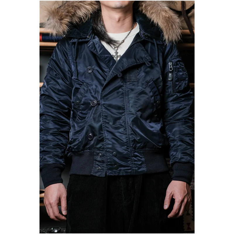 Simons Vintage Military Reissuel Orignal USAF N2B Flying Jacket Amekaji Men's N-2B Flying Coat Winter Flight Jacket
