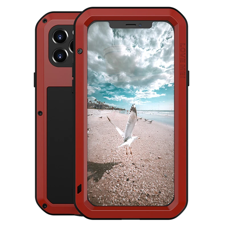

Чехол LOVE MEI совместимый с iPhone 12 Pro Max, алюминиевый металлический ударопрочный Прочный чехол в стиле милитари