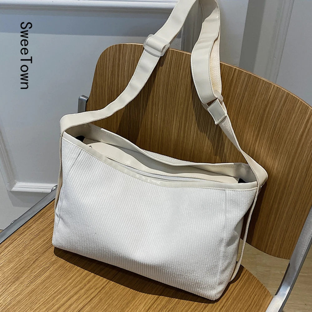 

Sweetown Hand Bags Women 2022 Crossbody Corduory Bag Designer Shuoulder Bag High Quality Bag Solid Color Bag Square Bag
