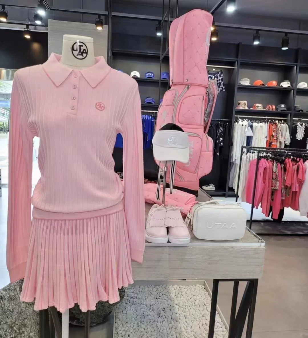 

Thickened Sweater Sports Suit Golf Clothing Ladies Lapel Top Temperament Korean Version of Sports Golf Suit Skirt