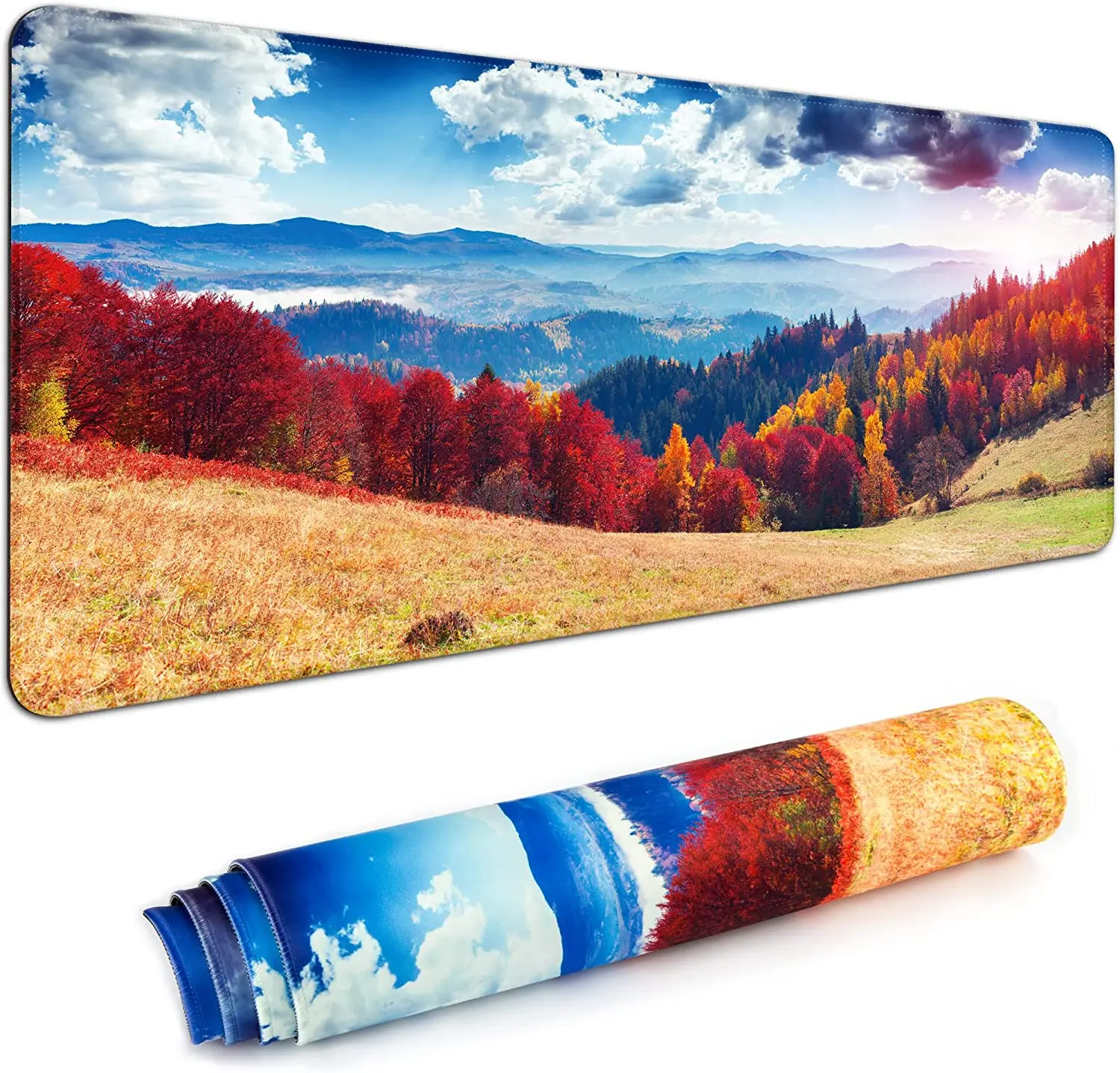 

Autumn Forest Desk Mat Large Mouse Pad Extended Gaming Mouse Mat with Non-Slip Base Stitched Eges Mousepad for Computer Laptop