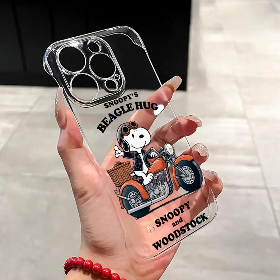 Cartoon S-Sn-oopys Phone Case for iPhone 15ProMax 12Pro 16 13 11 Pro 15Plus 13Pro 14ProMax Soft Luxury Cover