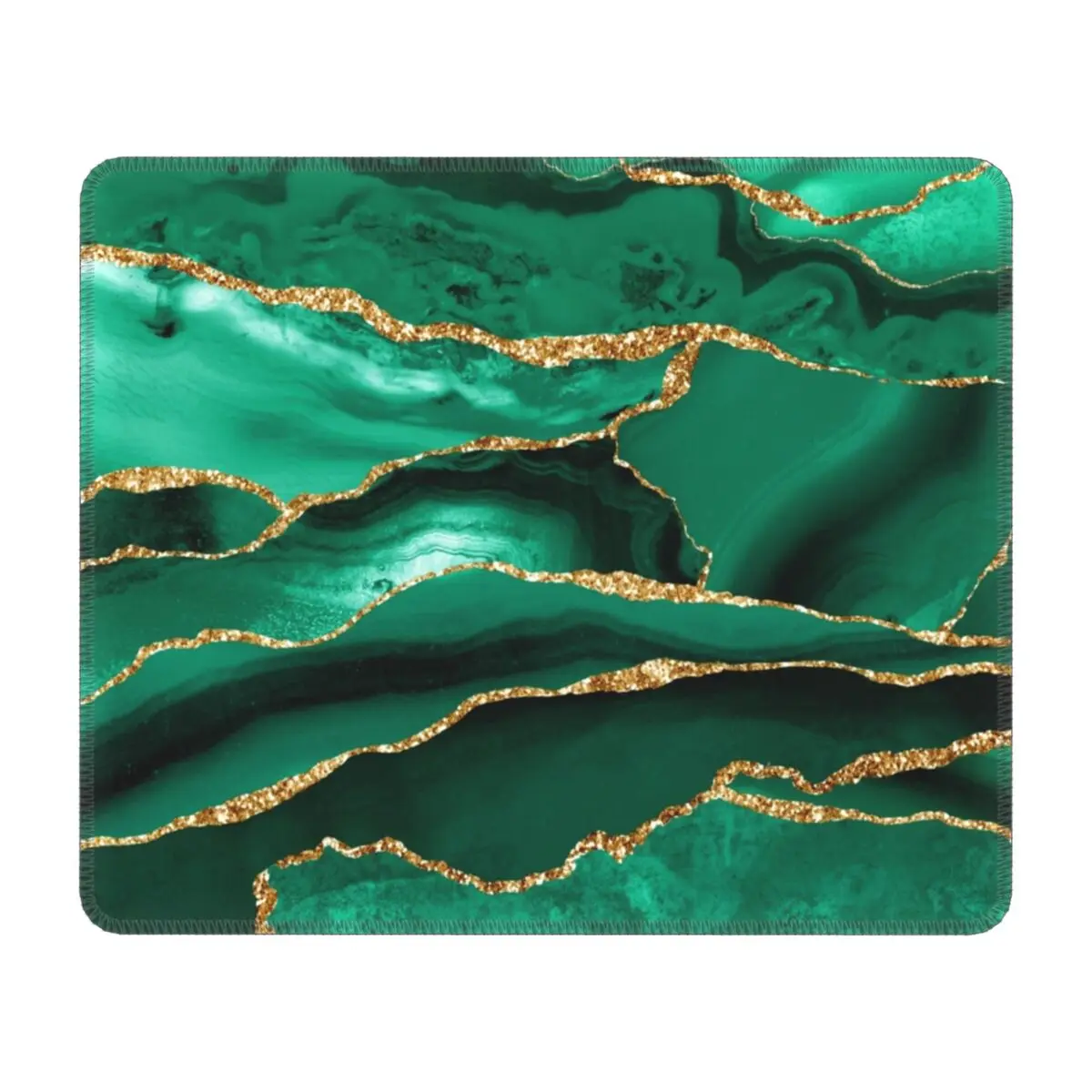

Emerald Green Malachite Marble With Gold Glitter Gaming Mouse Mat Rubber Lockedge Mousepad Office Desktop Texture Teal Mouse Pad
