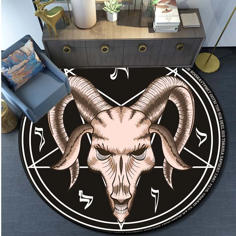 

Skull Satanic Goat Inverted Pentagram Wing Demon Version Area Rug-Satanic Goat Decor Satanic Goat-Satanic Rugs Satan Carpet