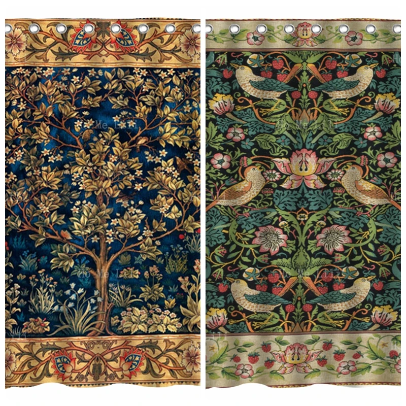 

William Morris Tree Of Life Leaves And Branches Strawberry Thief Traditional Birds Compton Flowers Shower Curtains By Ho Me Lili