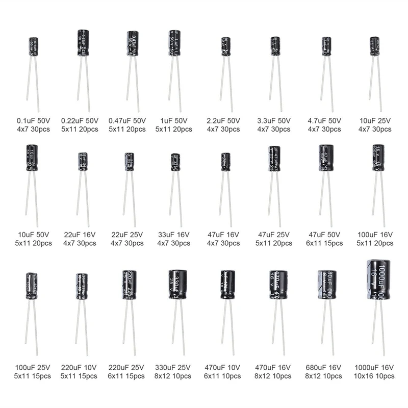 1100 шт. 0 1Jf-1000Jf 24 значения 16-50 В 500 комплект электролитических конденсаторов и 600