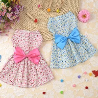 summer floral bow dog dress pet wedding dresses puppy breathable cute princess skirt chihuahua yorkie clothing teddy pet costume