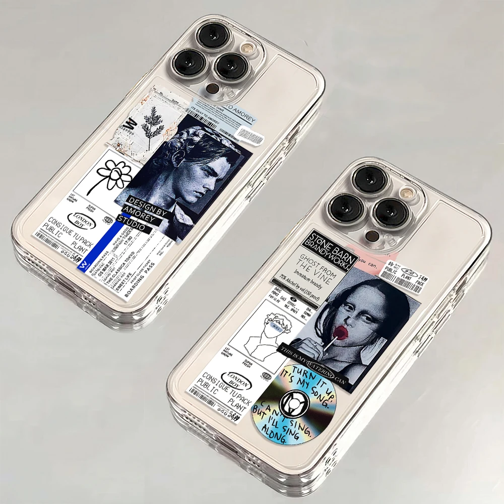 Фото Чехол для телефона INS Cold Style с наклейками для Samsung S25 S24 S23 S22 S21 S20 FE Note20 Note10 Plus Ultra Lite 5G, прозрачный мягкий чехол из ТПУ №1