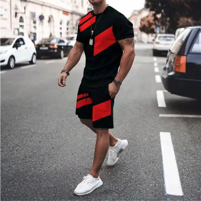 Summer Men's Tracksuit Solid Color T-shirt+shorts Casual Stylish Sweatsuit Set Outfits Sports Jogging Suit Oversized Clothing