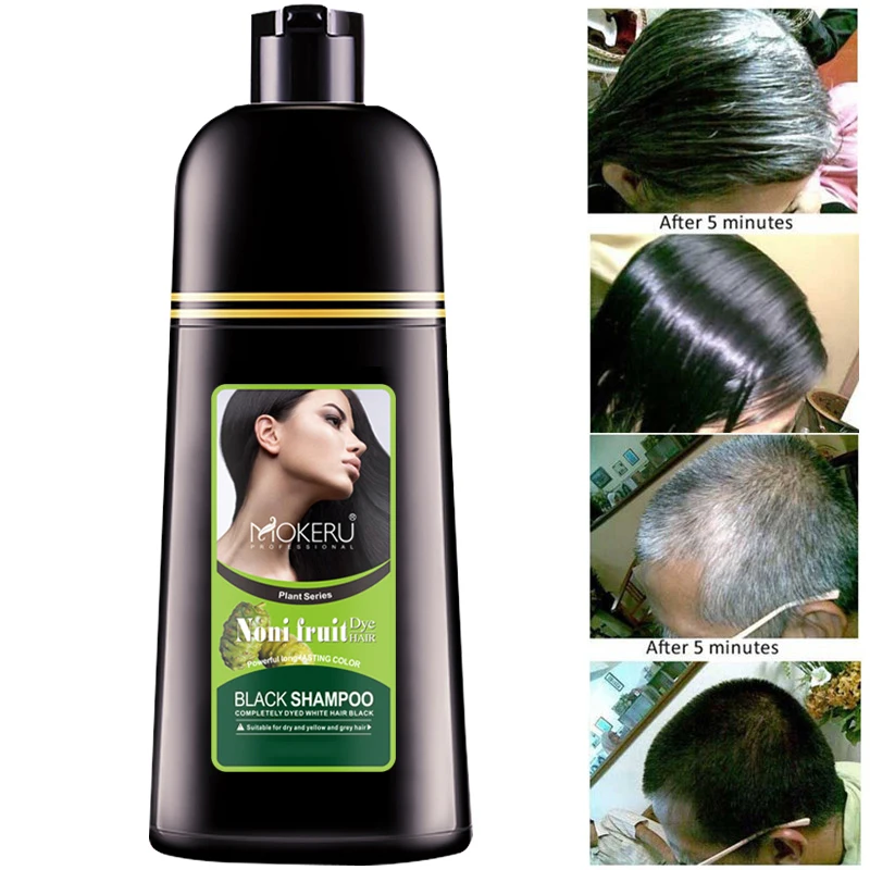 

1pc 500ml Mokeru Noni Fruit Natural Hair Dye Shampoo Organic Permanent Black Hair Dye Shampoo for Women Mokeru Hair Dye Shampoo