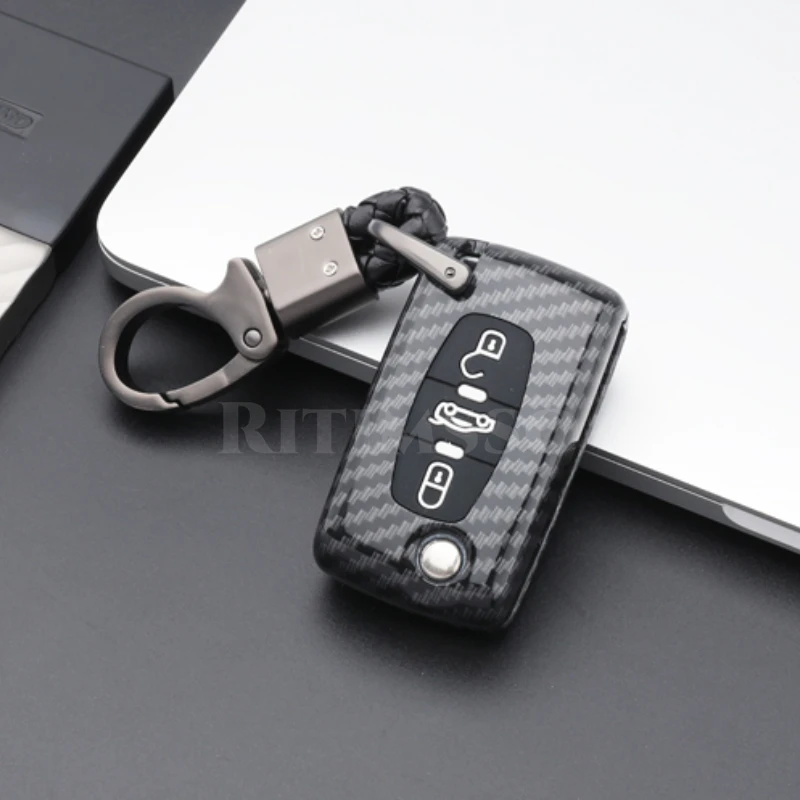 

Carbon Abs CAR Key Case Cover for Peugeot 107 206 207 208 306 307 308 407 408 508 RCZ for Citroen C2 C3 C4 C5 3 Button