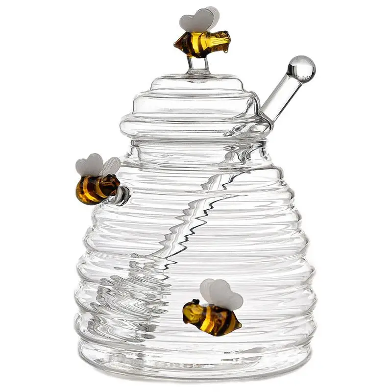 

Glass Honey Container Clear Honey Jars Honey Storage Container Clear And Transparent Honey Pot With Dipper And Lid For Kitchen