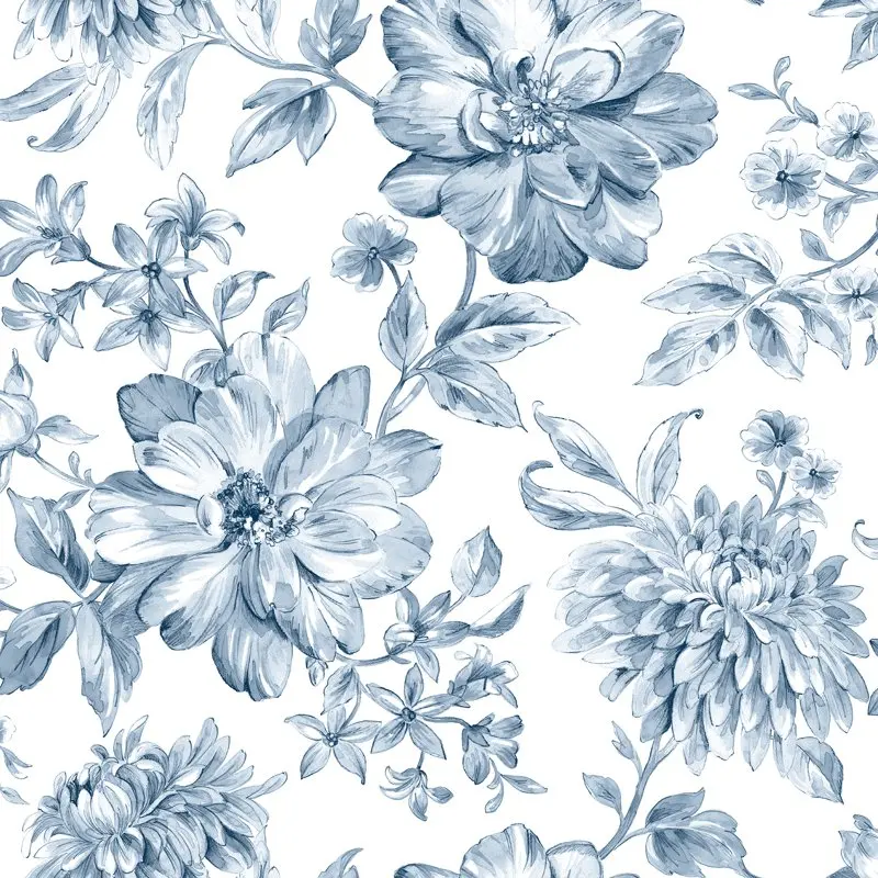 

Brewster Gabriela Blue Floral Wallpaper
