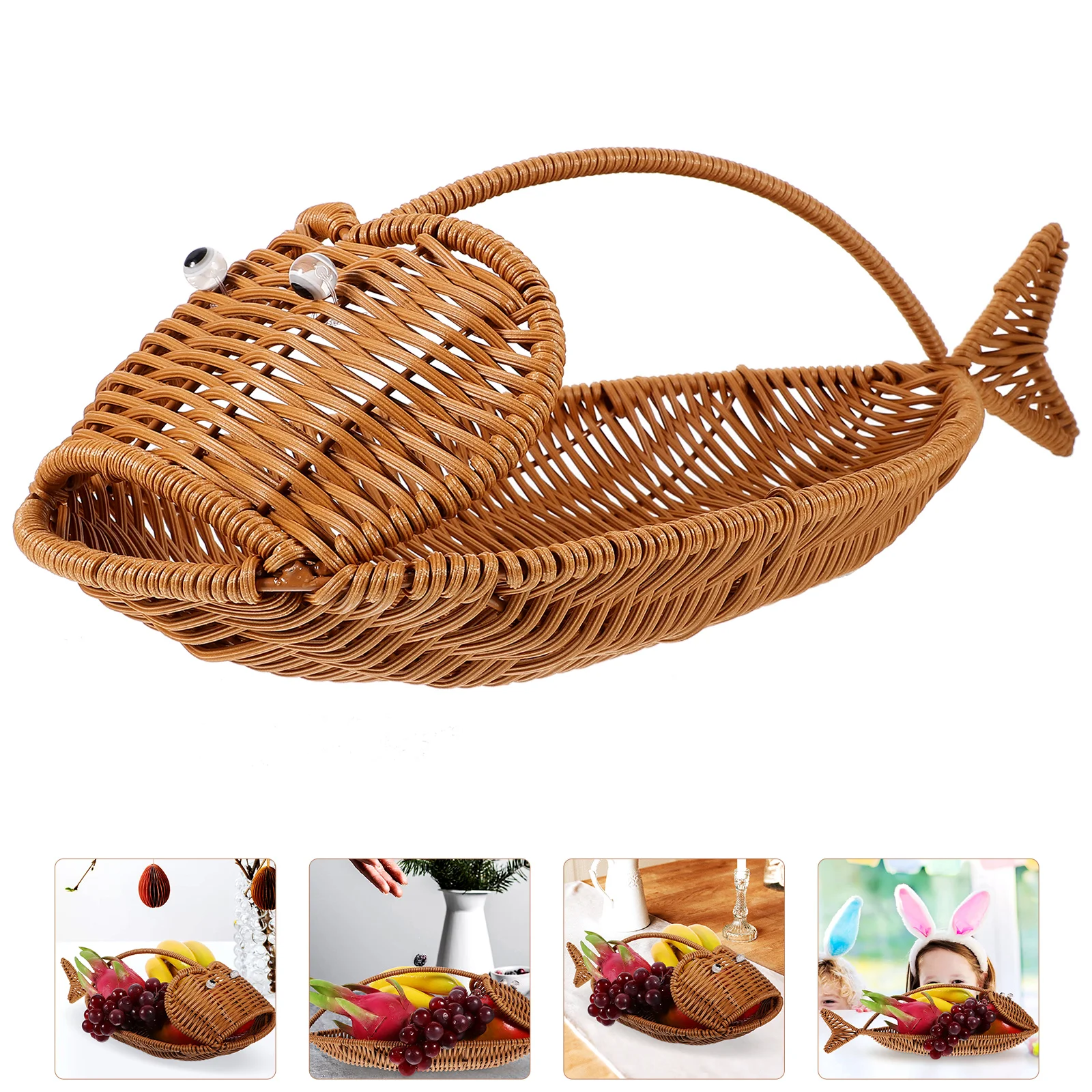 

Imitation Rattan Fruit Serving Basket Fish Shaped Basket Vegetable Basket Woven Basket