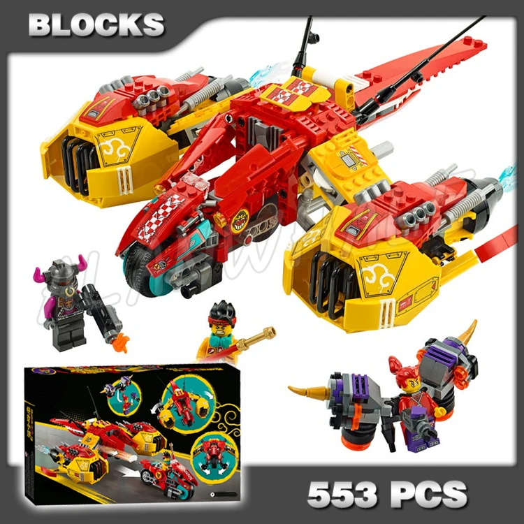 

553pcs Monkie Kid Cloud Jet Plane Aircraft Twin Fire Pack Speed Bike Red Son 11541 Building Blocks Boys Compatible With Model