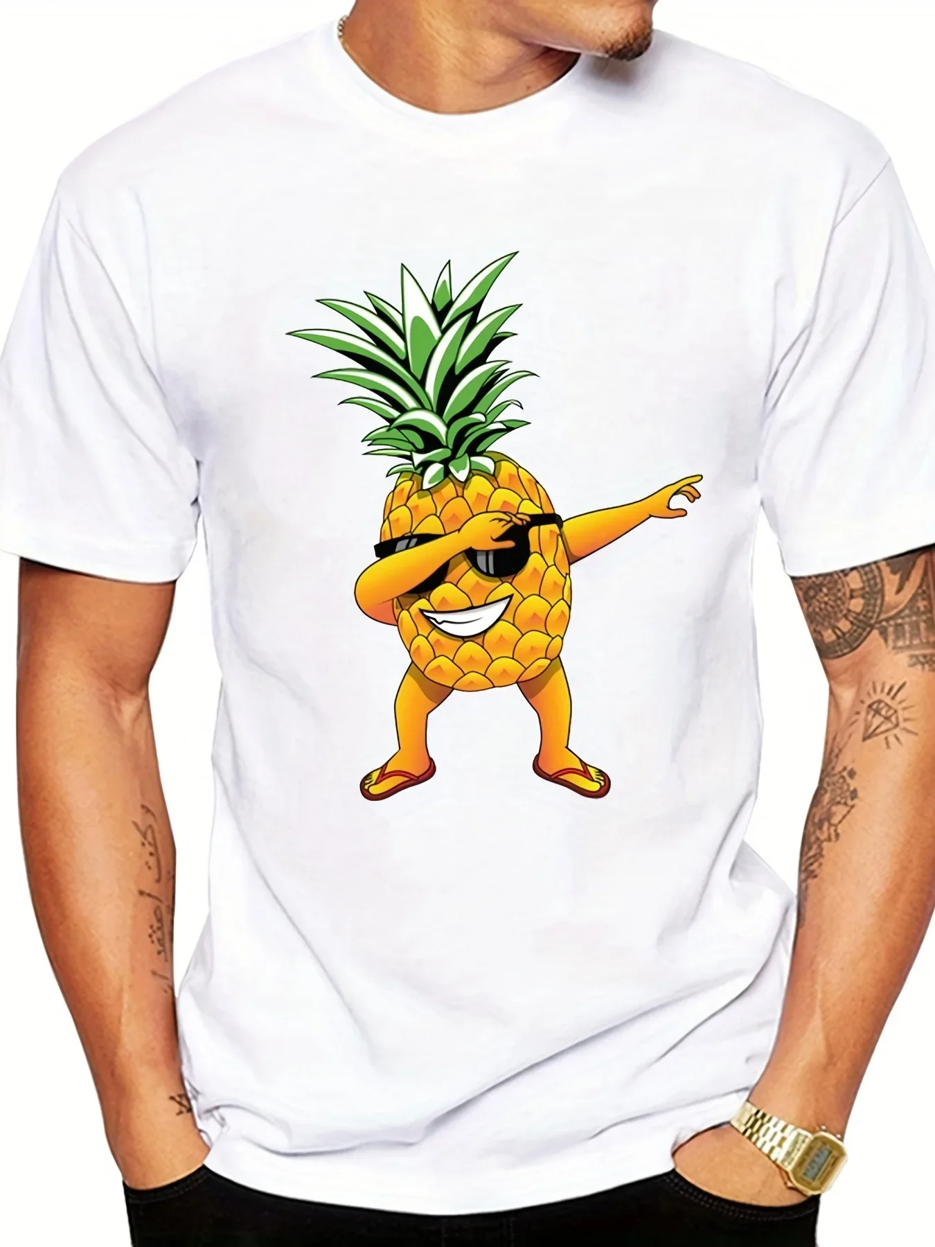Мужская Удобная футболка с принтом различных ананасов графическим рисунком