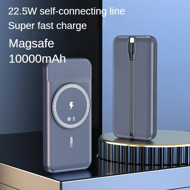 

Magnetic Power Bank 10000mAh Wireless Charge Powerbank Built in Cable PD22.5W Fast Charging External Battery For Iphone Huawei