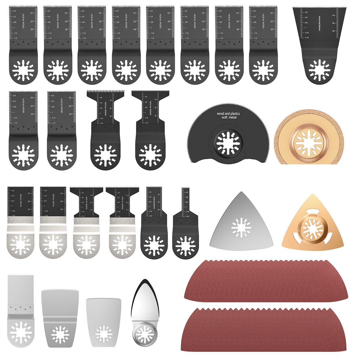 

77pcs Oscillating Saw Blades Bi-Metal Multitool Blade High Precision Saw Blades With Sandpaper Renovator Tools Accessories