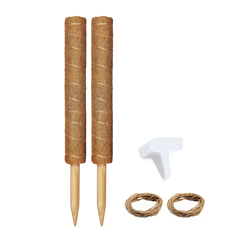 

Moss Poles For Climbing Plants - Pack Of 2 Durable 16 Inch Coco Coir Poles - Support Upward Growth Of Indoor Plants