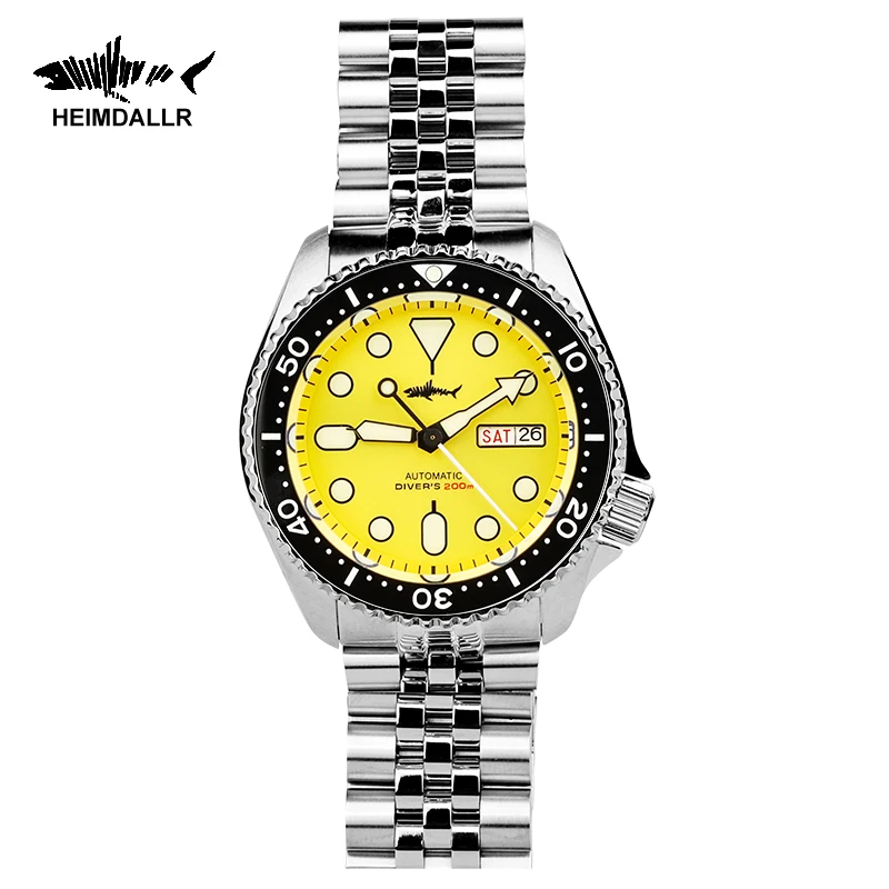 

Часы HEIMDALLR SKX007 NH36 Мужские автоматические механические, светящиеся люксовые наручные часы для дайвинга с юбилейным браслетом, 200 м