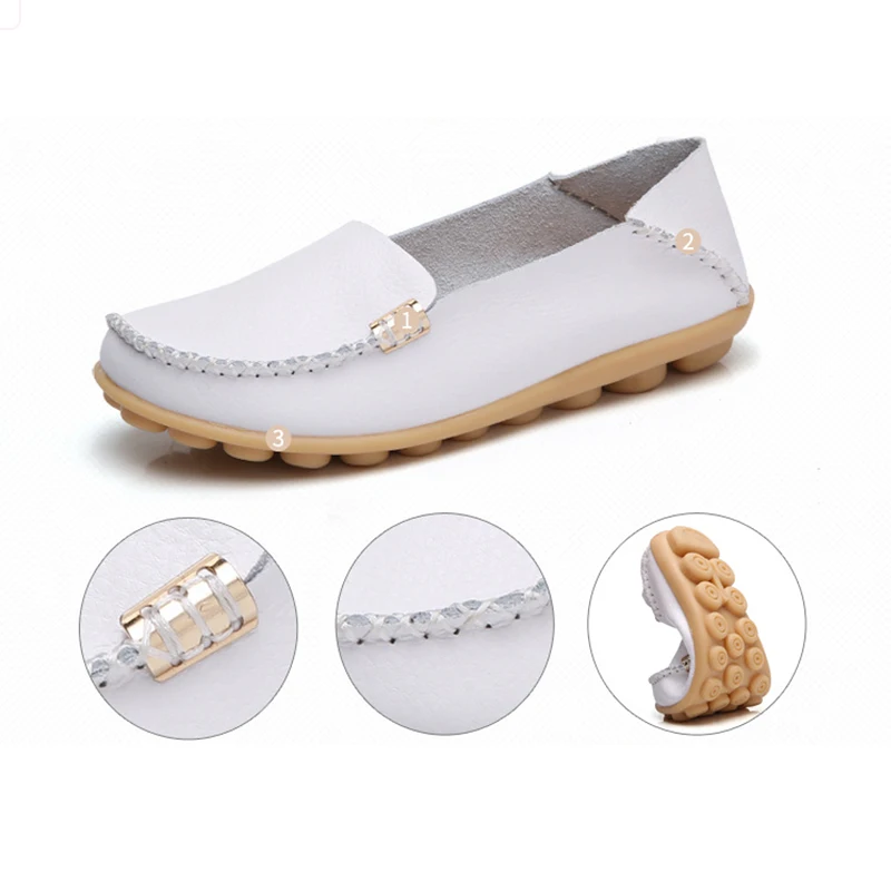 Women Flats Shoes Summer Loafers Shoes Flats Fashion Women Shoes Casual Ladies Soft Leather Round Head Platform Women Sneakers