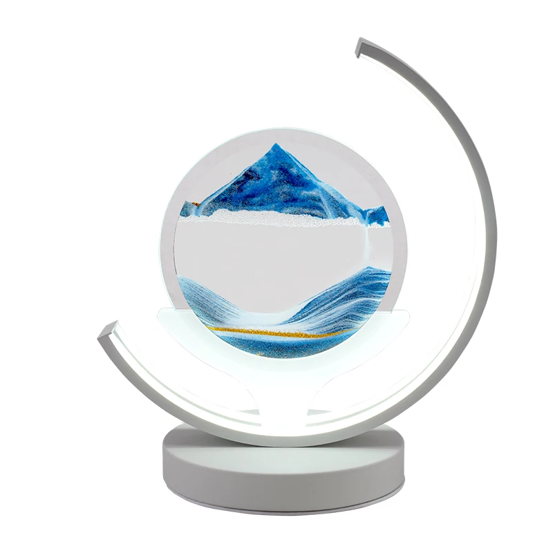 

Nordic Creative Light Luxury Quicksand Painting Decoration Lamp Frosted Glass Landscape Office Desktop Decorative Night Lamp