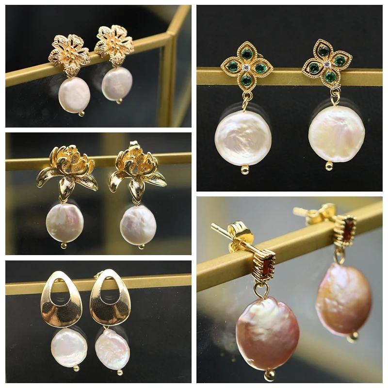 Модные полые металлические цветы GLSEEVO барокко жемчуг женские серьги-подвески