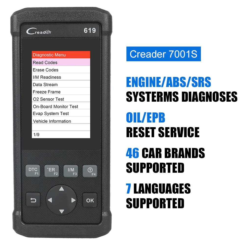 

Автомобильный сканер OBD2 CR619, диагностические инструменты, тест зажигания DTC, тест ABS SRS подушки безопасности, считыватель кодов, автомобильные аксессуары, универсальные