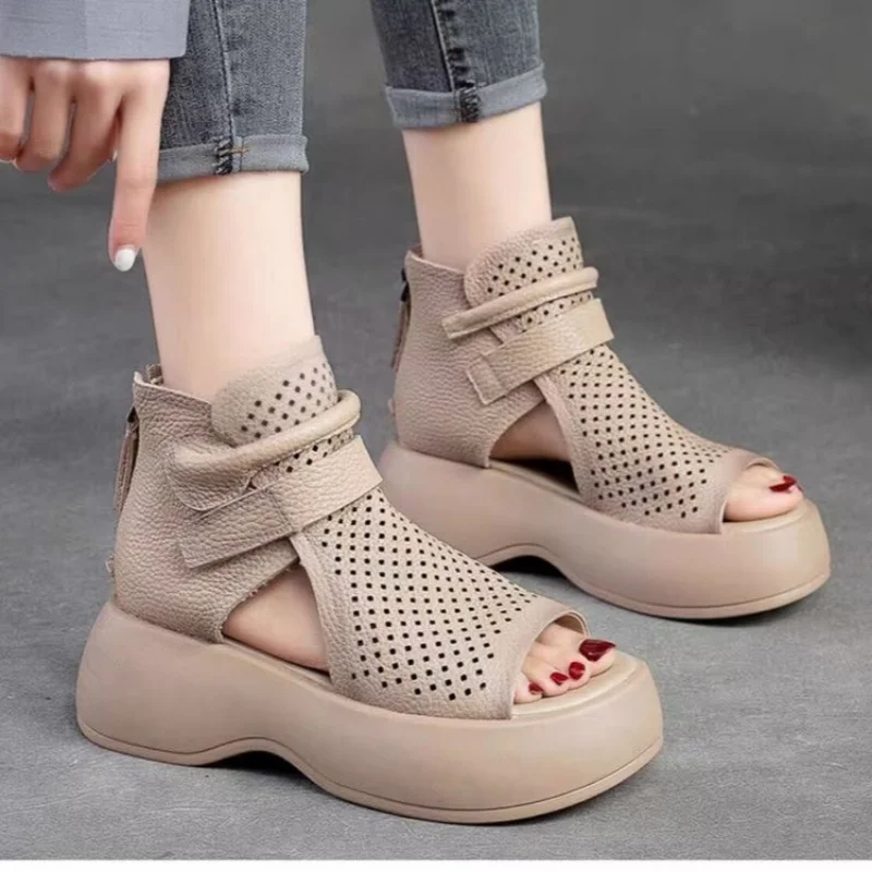 

Women's Sandals 2023 Summer Wedge Heel Elastic Cloth Cover Foot Ladies Sandals Thick-soled Fashion Trifle Elevation Casual Shoes