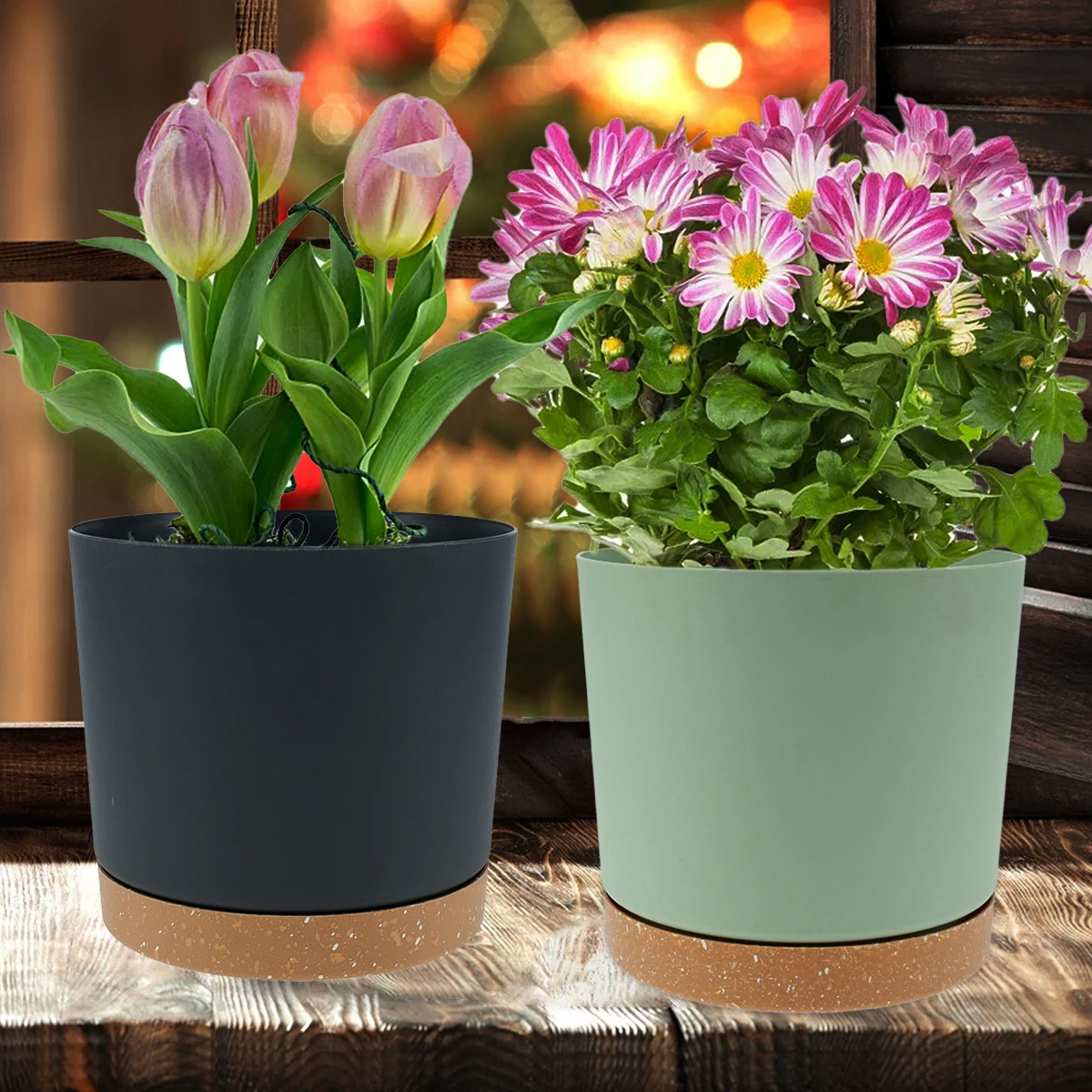 Plant Pot 6Pcs Plastic Flower Pot 6.5x6in Decorative Flower Planter with Drainage Holes Simple and Elegant Plant Pot for Indoor