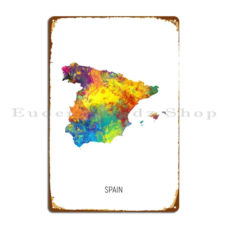 

Spain Map Metal Plaque Wall Mural Plaques Designs Wall Custom Printing Tin Sign Poster