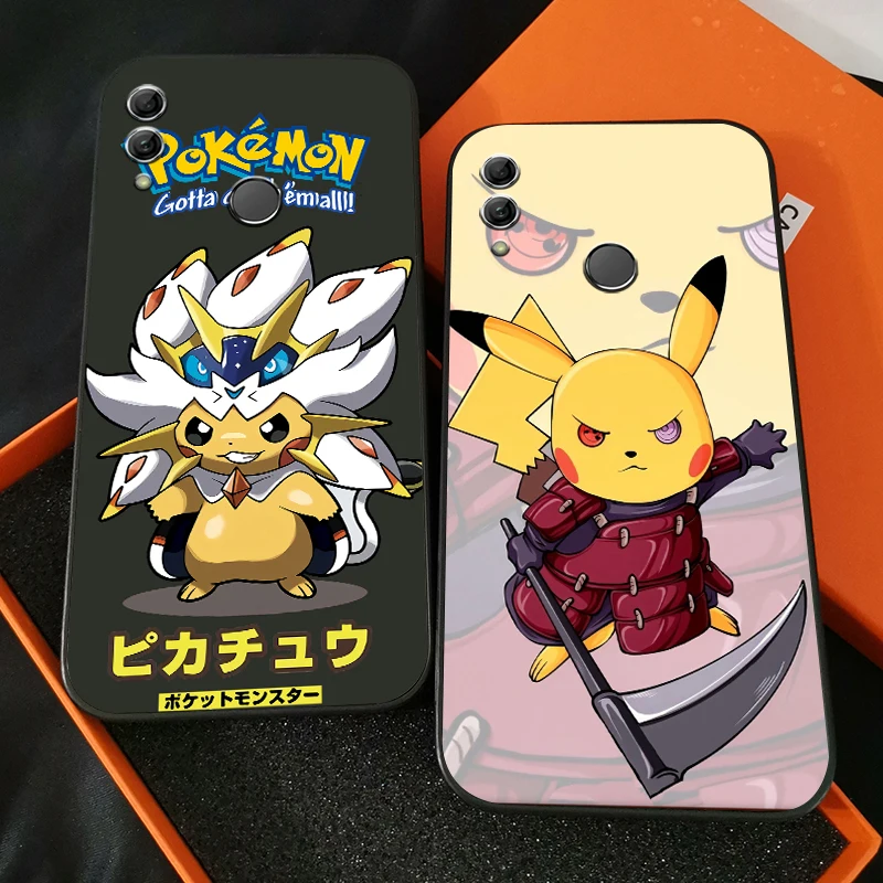 

Cartoon Pikachu Phone Case For Huawei Honor 7A 7X 8 8X 8C 9 V9 9A 9X 9 Lite 9X Lite Black Liquid Silicon Carcasa Back