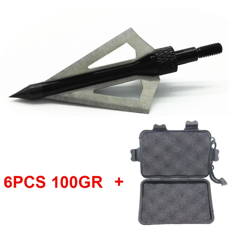 

6PCS Archery Hunting Broadheads100 Grain 3 Blade Broad Screw Tips Arrow Heads for Shooting Training Hunting box