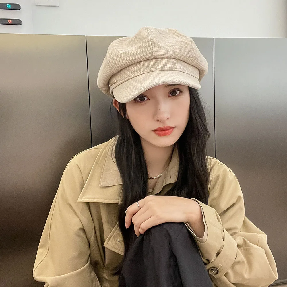 

Winter Vintage Octagonal Casual Autumn Girl Cap Panama Women Wool Beret for Elegant Lady Winter Female Fedora Hats Womens Hats