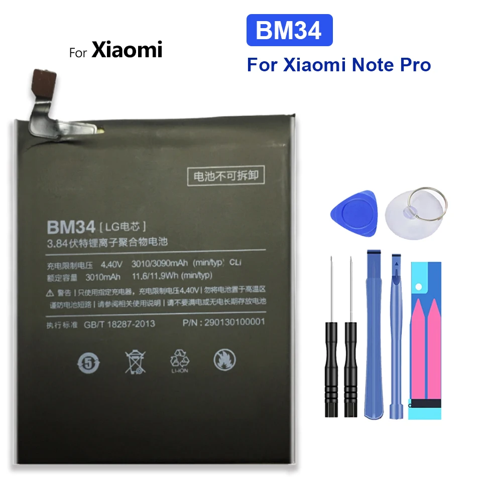 

Replacement Battery For Xiaomi Xiao Mi Note Pro 4GB RAM Battery BM34 BM 34 BM-34 3010mAh with Track Code