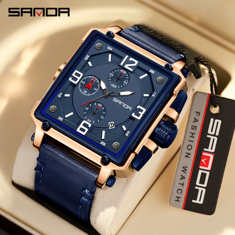 

New Hot Selling Quartz Men's Watch with Three Eyes and Six Needles Sanda 5304 Simple Calendar, Waterproof and Trendy Watch