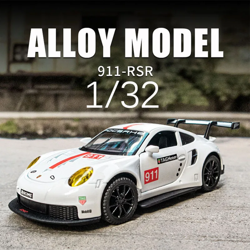 

1:32 Porsche 911 RSR Alloy Model Car Die Cast Toys Le Mans 24 Hours Supercar Collectibles Kids Gifts Free Shipping