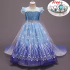 Детское длинное платье с блестками, платье принцессы Эльзы, для дня рождения, свадьбы, вечевечерние, 2021