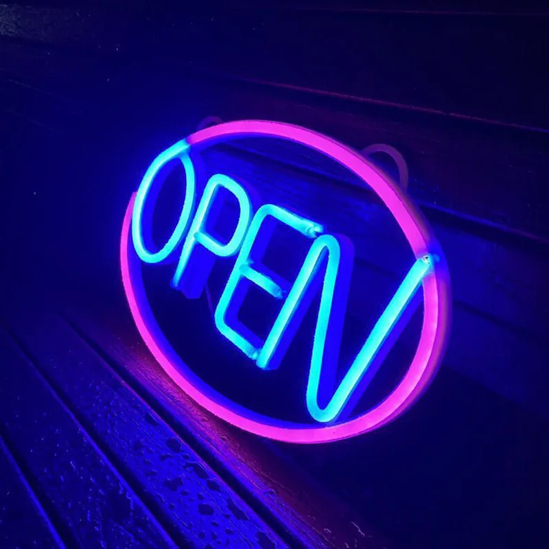 

LED Store Neon Lights Open Busines Sign Wall Hanging Night Lamp Home for Bars Club Coffee Stores Shop Open Sign Billboard Decor