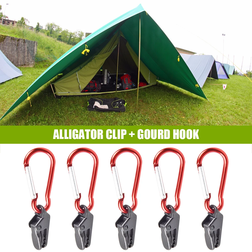 

Windproof Outdoor Hiking Camp Tent Awning Fixing Clamp Grip with Carabiner Hook Waterproof Thumb Screw Tent Clamp