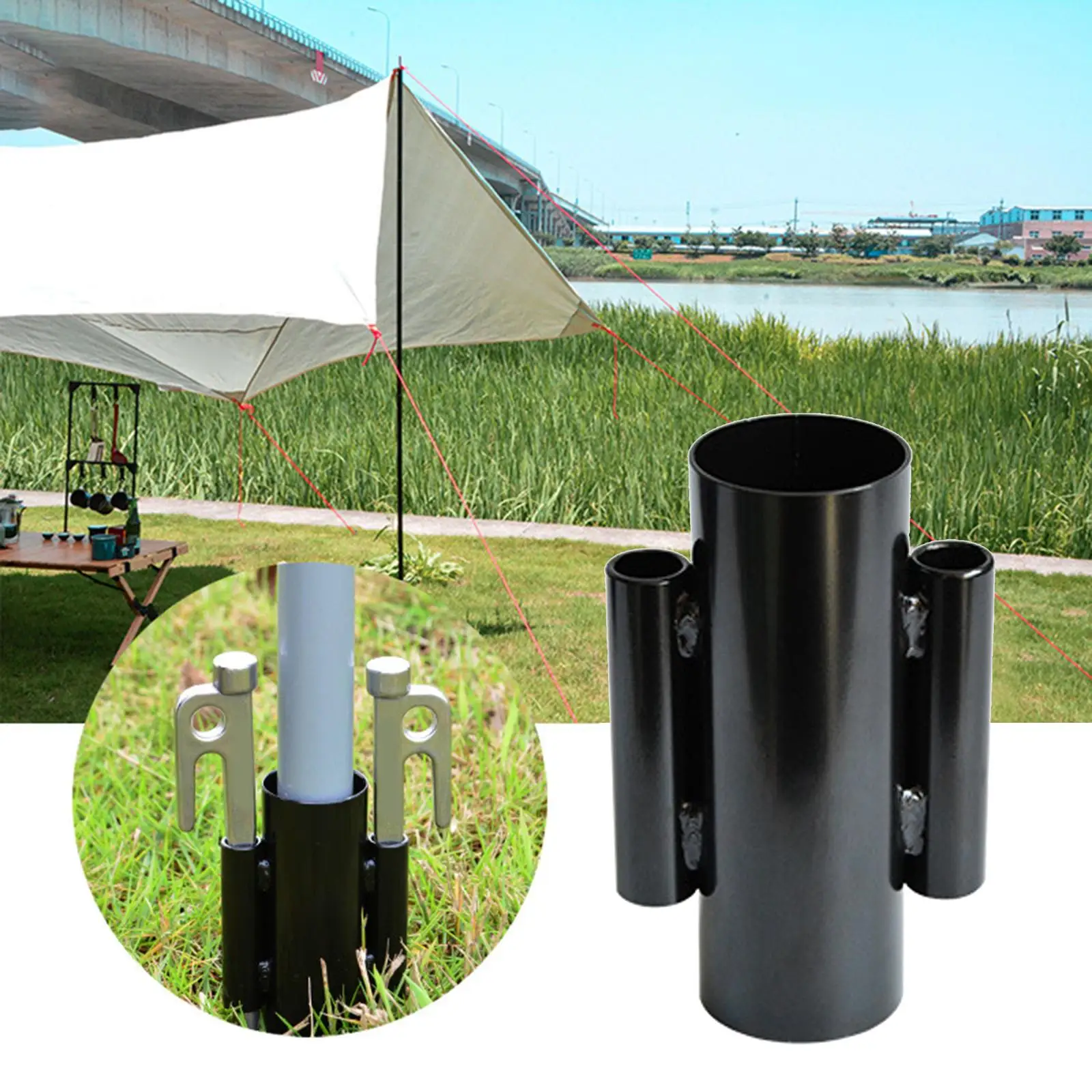 

Awning Rod Holder Reinforced Iron Canopy Poles Stand for Outdoor Camping