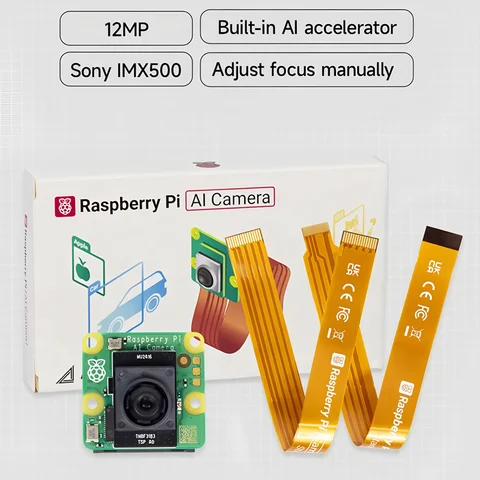 Камера Raspberry Pi AI, официальная оригинальная 12-мегапиксельная интеллектуальная визуальная сенсорная камера IMX500, встроенный модуль RP2040 для всех плат RPi