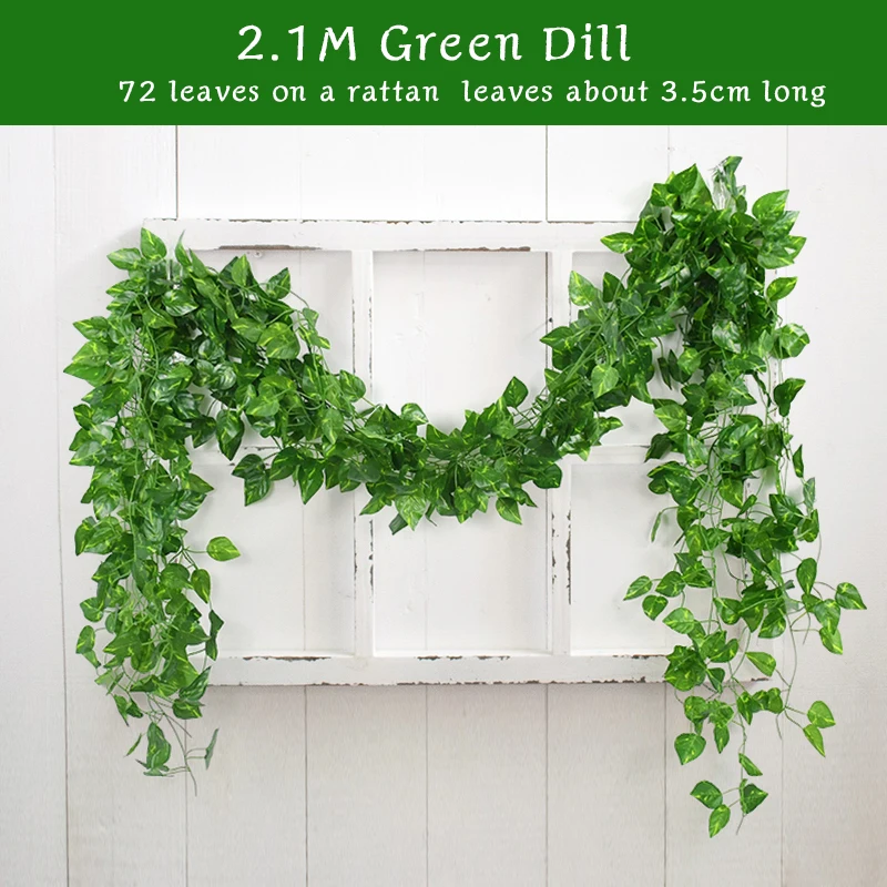 

210cm Artificial Green Plants Ivy Leaves Garland Fake Foliage Flowers Vine Hanging Rattan For Home Wedding Decor Party Supplies