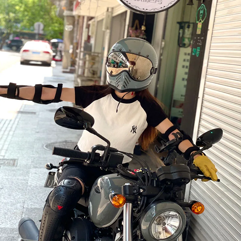 

Новинка 2022, мотоциклетный шлем на все лицо, Ретро стиль, кафе, искусственное стекловолокно, Cascos для мотоцикла, двойное D-образное кольцо, защи...