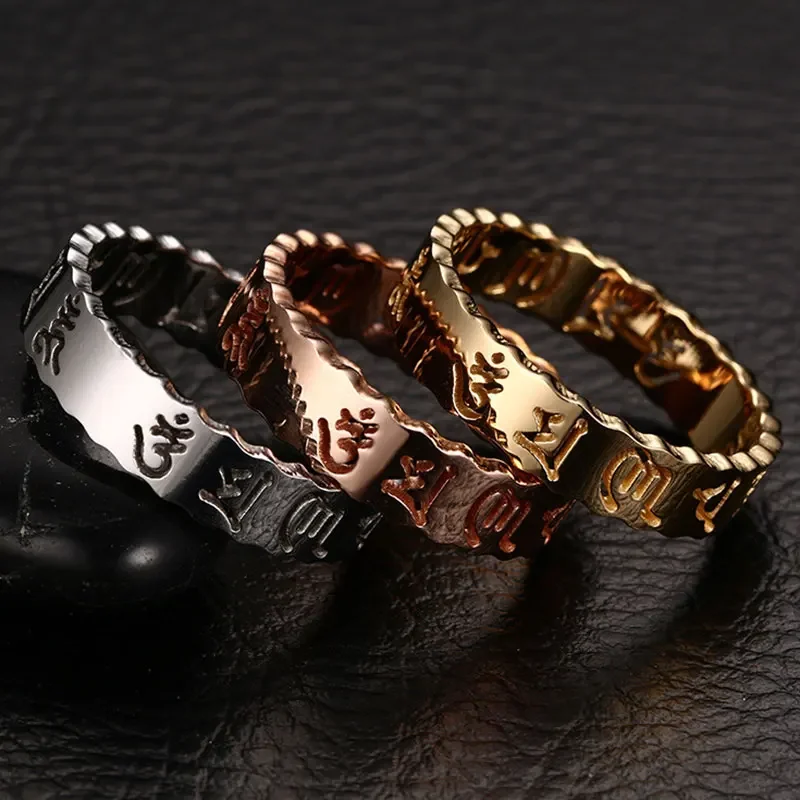 Модное винтажное буддистское кольцо золотого/серебряного цвета из нержавеющей