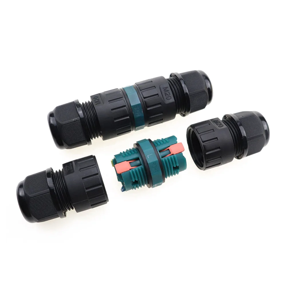 

IP68 M20 Waterproof Cable Connector 3 Pin Push Type Wiring Terminal Wire Connectors for Electrical Light Junction Box DIY